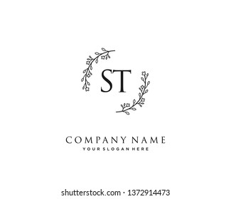 initials letter ST handwriting logo vector template