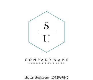 initials letter SU handwriting logo vector template