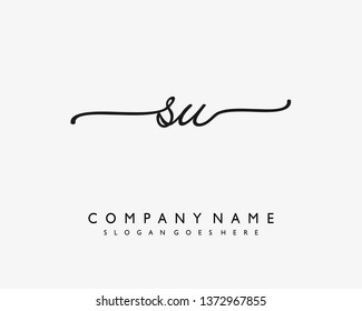 initials letter SU handwriting logo vector template