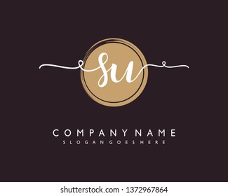 initials letter SU handwriting logo vector template