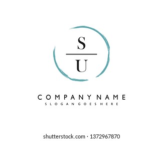 initials letter SU handwriting logo vector template