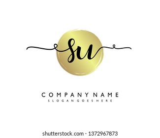 initials letter SU handwriting logo vector template