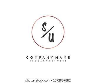 initials letter SU handwriting logo vector template