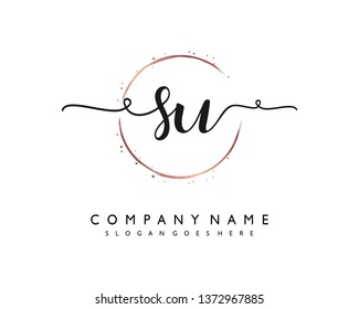 initials letter SU handwriting logo vector template