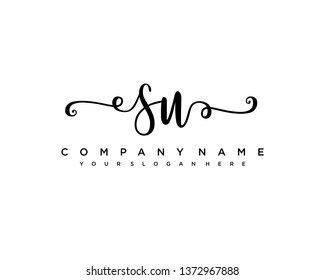 initials letter SU handwriting logo vector template