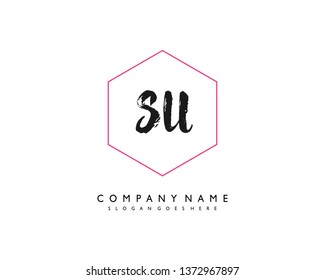 initials letter SU handwriting logo vector template