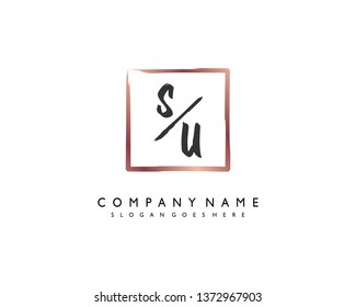 initials letter SU handwriting logo vector template