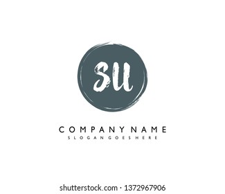 initials letter SU handwriting logo vector template