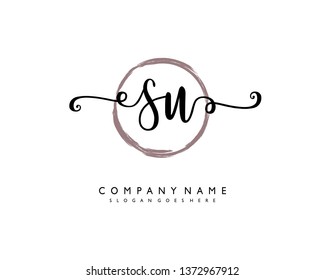 initials letter SU handwriting logo vector template