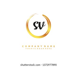 initials letter SV handwriting logo vector template