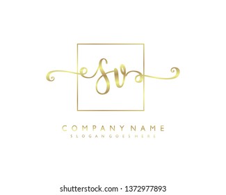 initials letter SV handwriting logo vector template