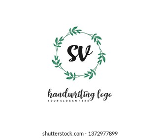 initials letter SV handwriting logo vector template