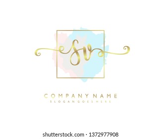 initials letter SV handwriting logo vector template