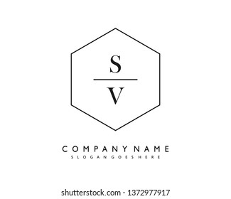initials letter SV handwriting logo vector template