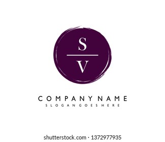initials letter SV handwriting logo vector template