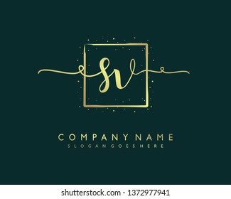 initials letter SV handwriting logo vector template