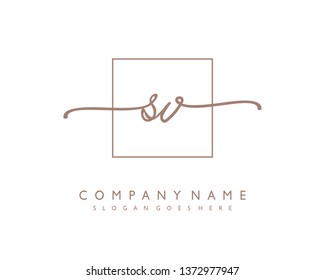 initials letter SV handwriting logo vector template