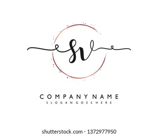 initials letter SV handwriting logo vector template