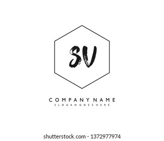 initials letter SV handwriting logo vector template