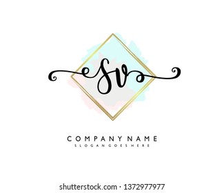initials letter SV handwriting logo vector template