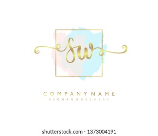 initials letter SW handwriting logo vector template