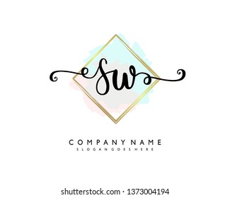 initials letter SW handwriting logo vector template