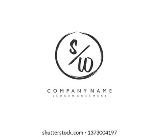 initials letter SW handwriting logo vector template