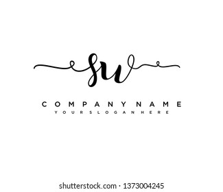 initials letter SW handwriting logo vector template