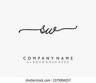 initials letter SW handwriting logo vector template
