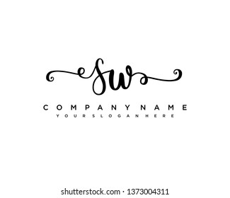 initials letter SW handwriting logo vector template