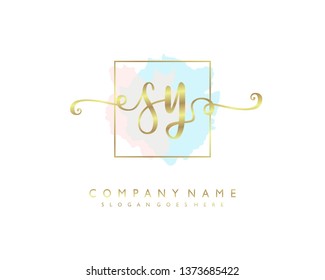 initials letter SY handwriting logo vector template