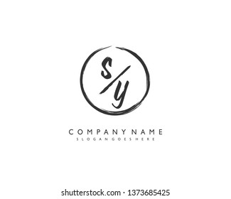 initials letter SY handwriting logo vector template