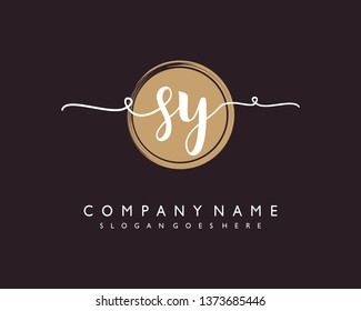 initials letter SY handwriting logo vector template