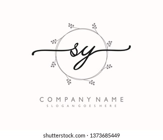 initials letter SY handwriting logo vector template