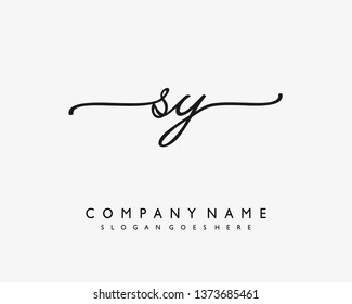 initials letter SY handwriting logo vector template