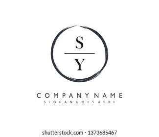 initials letter SY handwriting logo vector template