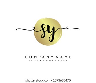 initials letter SY handwriting logo vector template