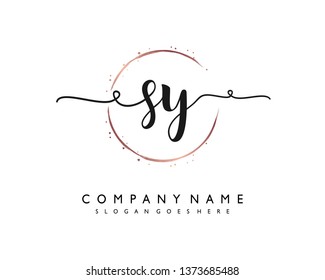 initials letter SY handwriting logo vector template