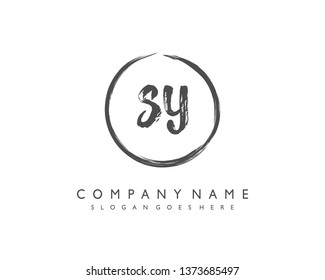 initials letter SY handwriting logo vector template