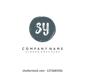 initials letter SY handwriting logo vector template