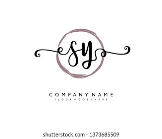 initials letter SY handwriting logo vector template