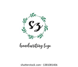 initials letter SZ handwriting logo vector template
