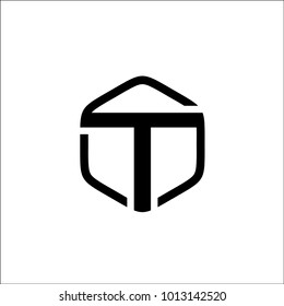 initials letter T hexagon logo vector