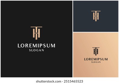 Anfangsbuchstabe TH oder HT Luxus Elegante klassische Gold Monogramm Vektor Logo Design Illustration