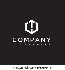 Initials letter tw hexagon vector outline logo design
