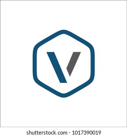 initials letter V hexagon abstract