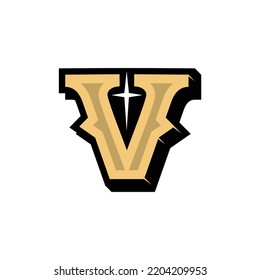 Initials Letter V Retro Style Logo Design