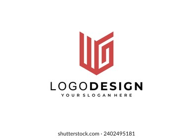 letra inicial W G, con diseño del logotipo Shield