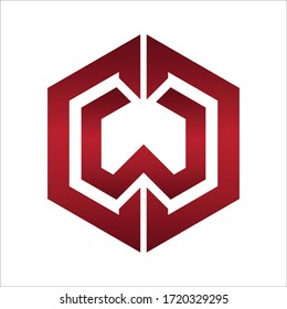 The initials Letter W logo can be used for application icons. with a red gradient color.
