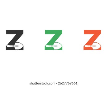 initials letter Z shovel tool symbol icon design vector isolated on transparent background